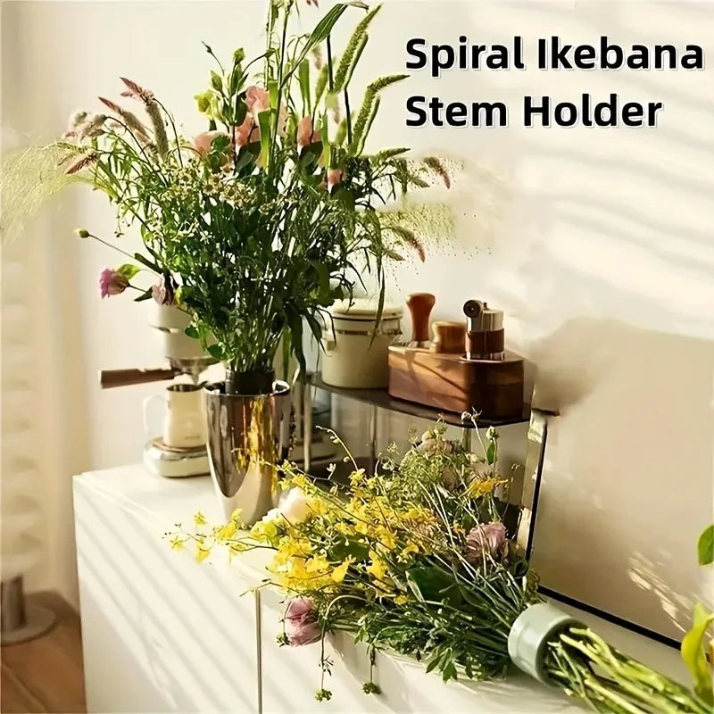 2-Pack Spiral Flower Stem Holders – Clear Plastic Floral Grid
