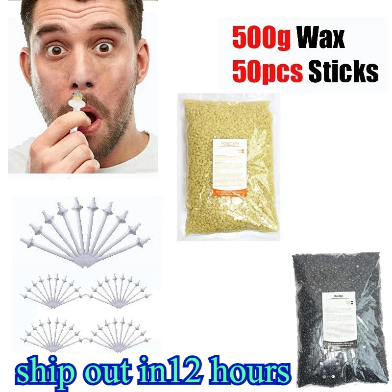 Nose Hair Wax Applicator Sticks & Beeswax Bean Set