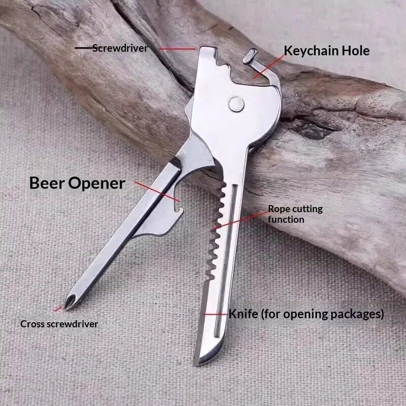 Key-Shape Folding EDC Multi-Tool Keychain Screwdriver