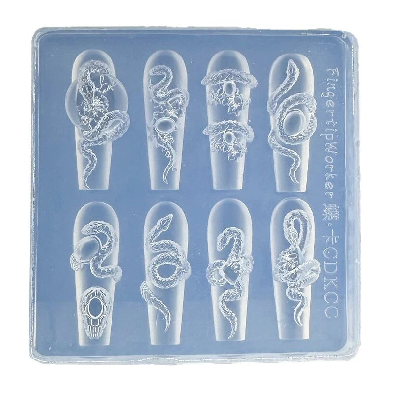 Cartoon Snake Silicone Nail Mold – 3D DIY Manicure Tool