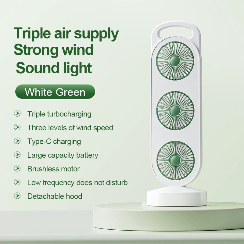 VIBE 3-Outlet USB Rechargeable Desktop Fan – 3 Speed Settings