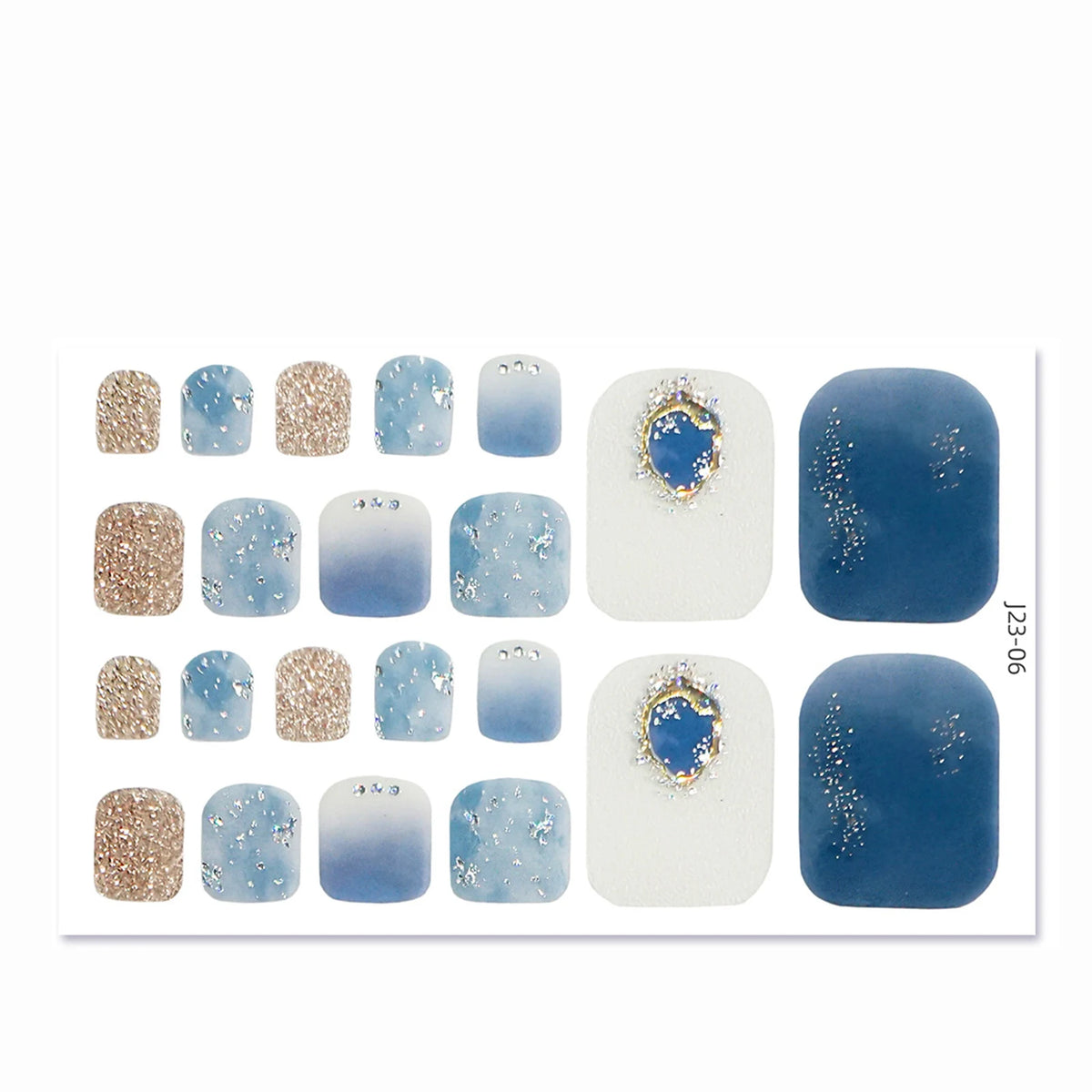 Glitter Toe Nail Stickers – 22-Tip Full Cover DIY Nail Art Decals