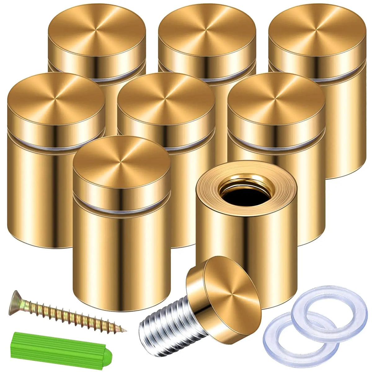 8-Pack Gold Standoff Screws – Acrylic Sign & Frame Mounting Kit