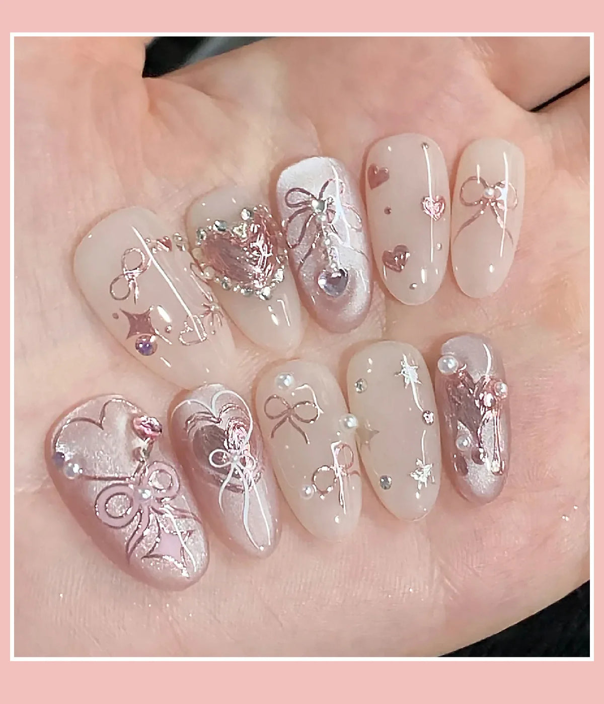 Gold Embossed Butterfly & Heart Acrylic Nail Stickers