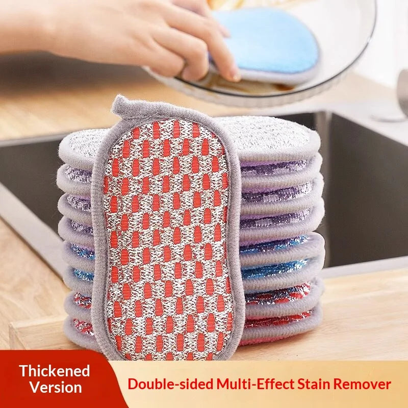 Double-Sided Microfiber Dish Sponge Scrubber – Kitchen Scrub Pad