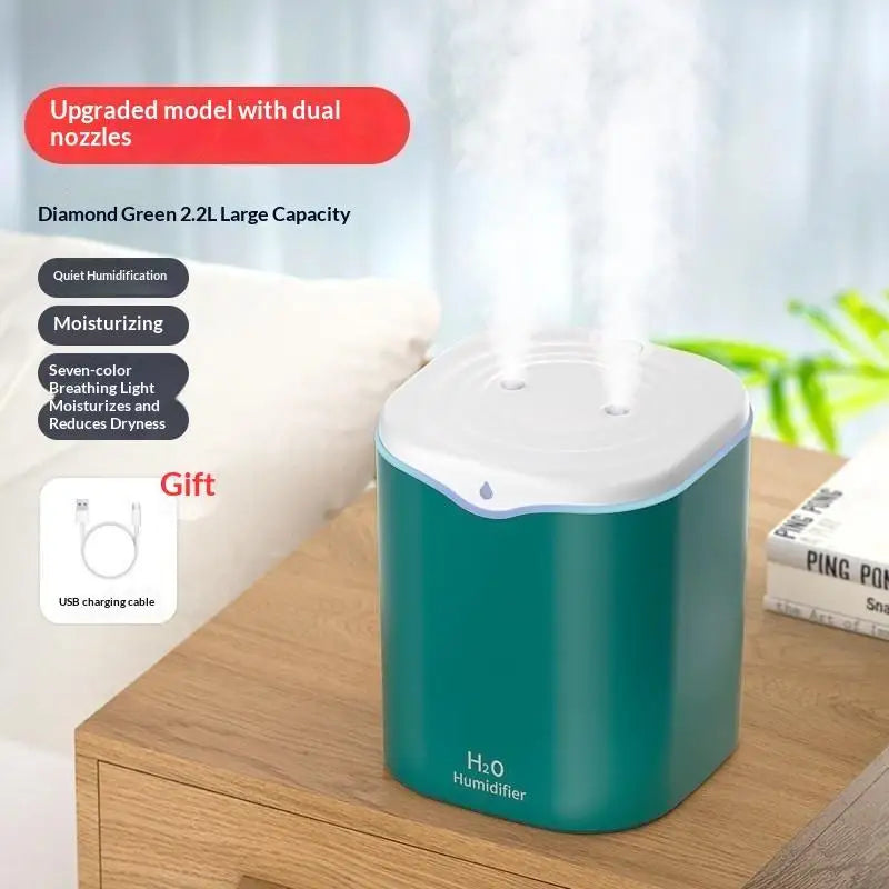2.2L Dual Nozzle USB Humidifier & Aroma Diffuser – Home Office
