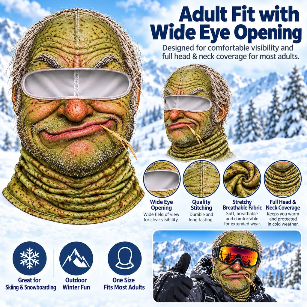 Funny Old Man Balaclava – 3D Printed Windproof Ski Mask