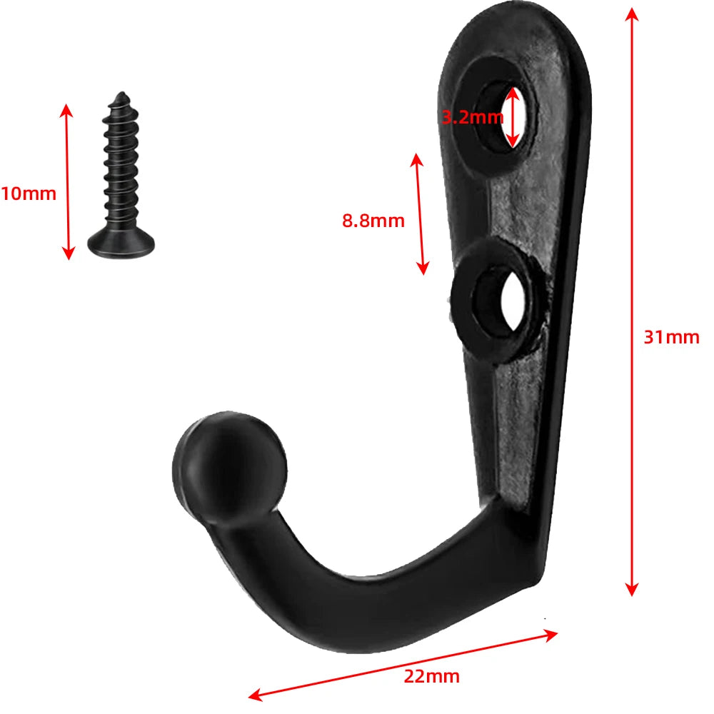 20-Set Zinc Alloy Wall Hooks with Screws – Retro Coat & Key Hanger