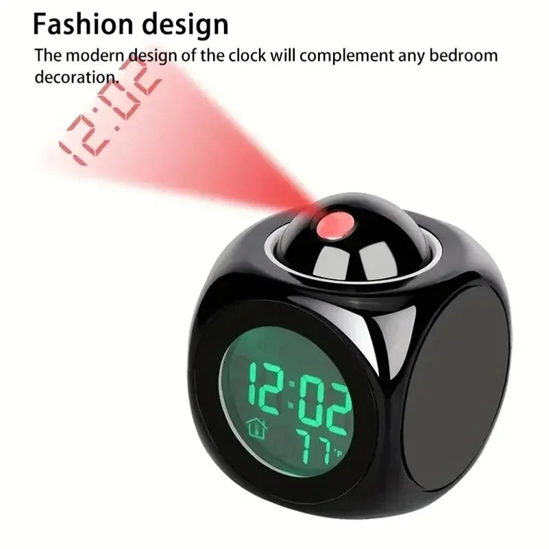 Projection Alarm Clock – Ceiling Display, Voice & Temperature