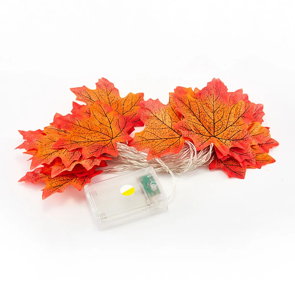 Maple Leaf LED String Lights Garland – Halloween Fall Decor