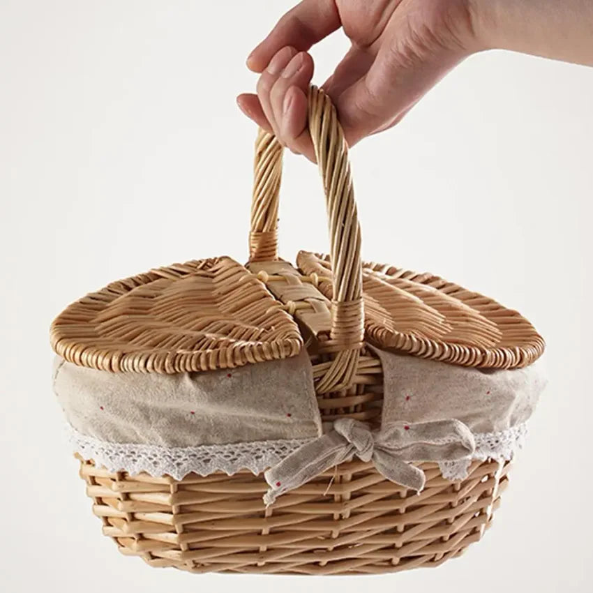 Handmade Wicker Picnic Basket with Handle – Willow Hamper
