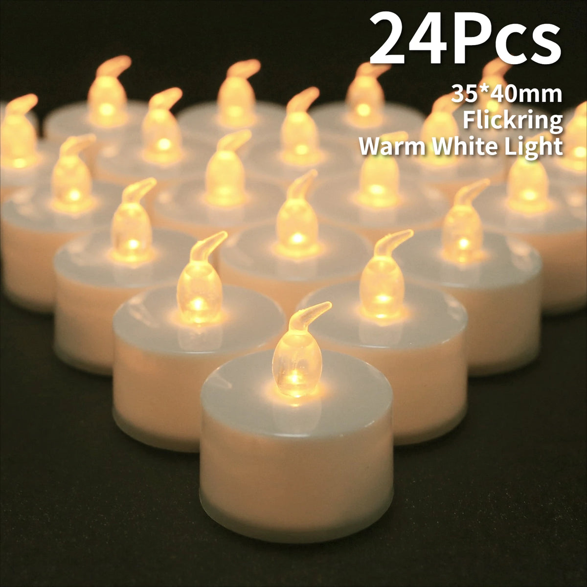 LED Flameless Tea Light Candles – Flickering Battery Operated 12/24 Pack