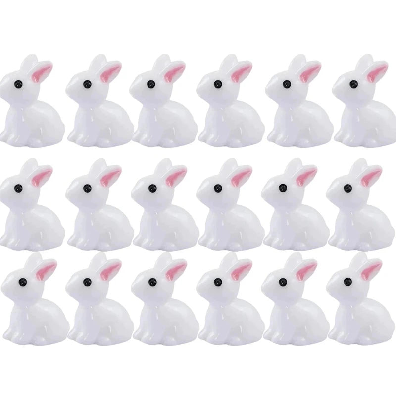 Mini Easter Bunny Figurines Hand-Painted Resin Rabbits 6/12/18 Pc
