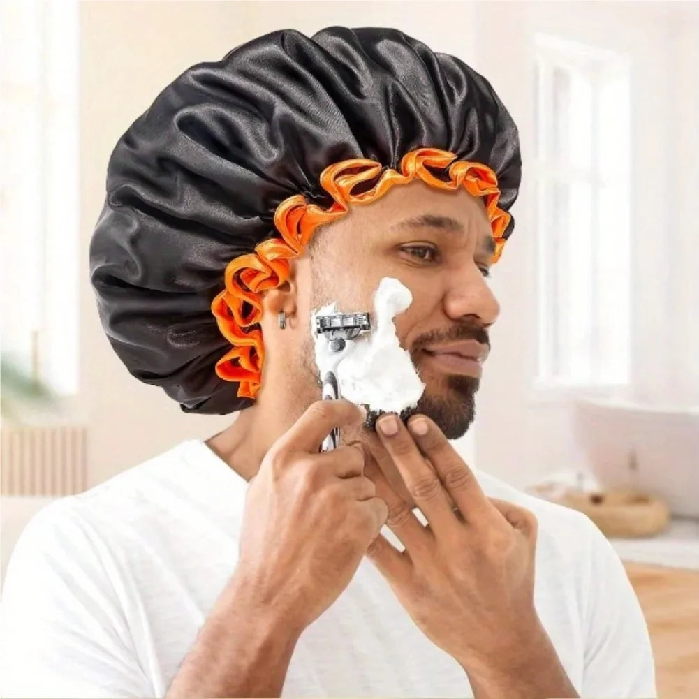 Extra Large Double Layer Waterproof Shower Cap for Women