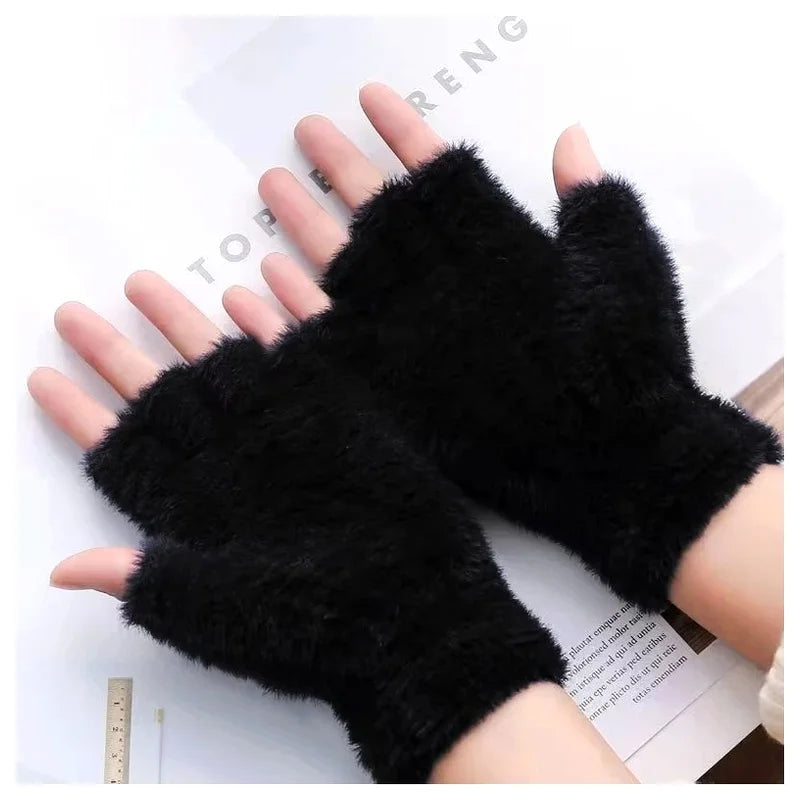 Half Finger Touch Screen Winter Gloves – Unisex Warm Mittens