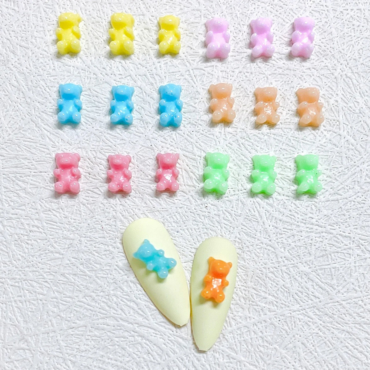 100pcs 3D Kawaii Jelly Bear Resin Nail Charms DIY Decoration