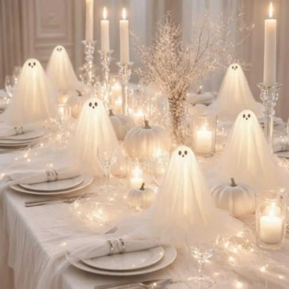 3-Pack Halloween Ghost Figurines LED Glow Table Decor Set