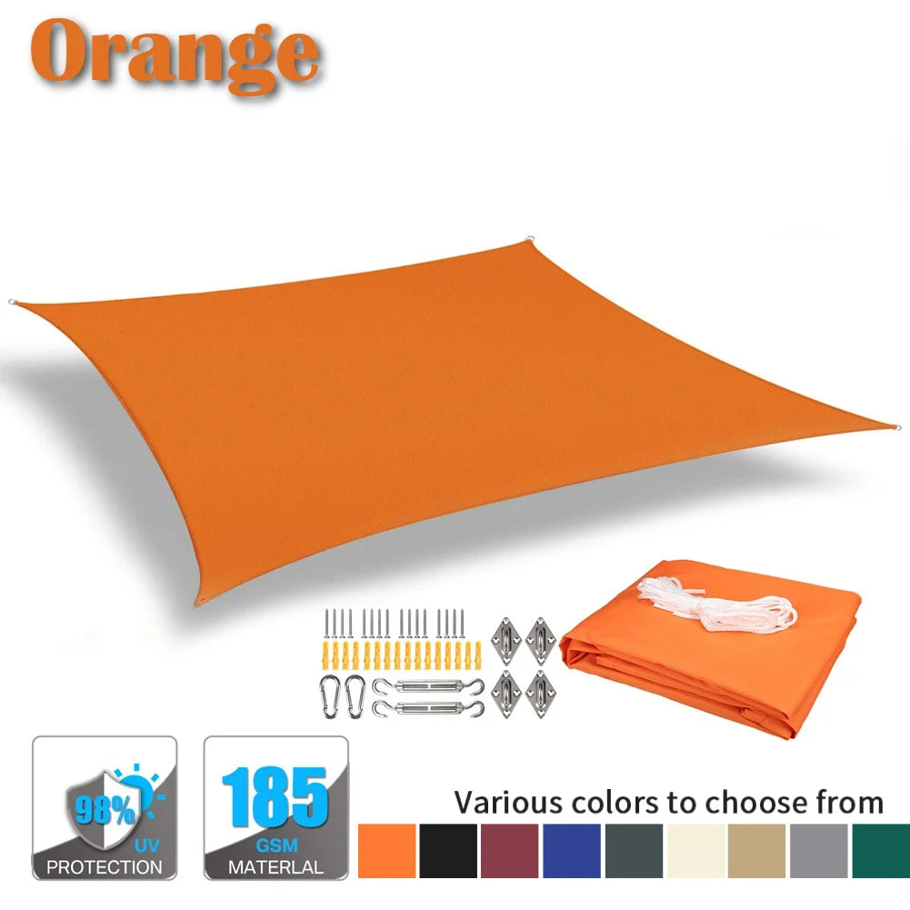 Waterproof Rectangle Sun Shade Sail 98% UV Block + Free Ropes