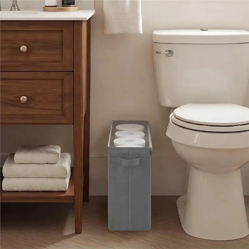 Toilet Paper Storage Basket with Lid – Holds 12 Rolls