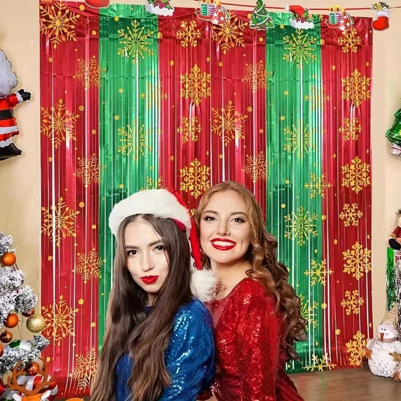 Christmas Snowflake Foil Fringe Curtain Party Backdrop Decor