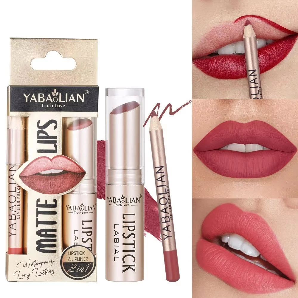 OREADEX Matte Lip Liner & Lipstick Set – High Pigment, Waterproof