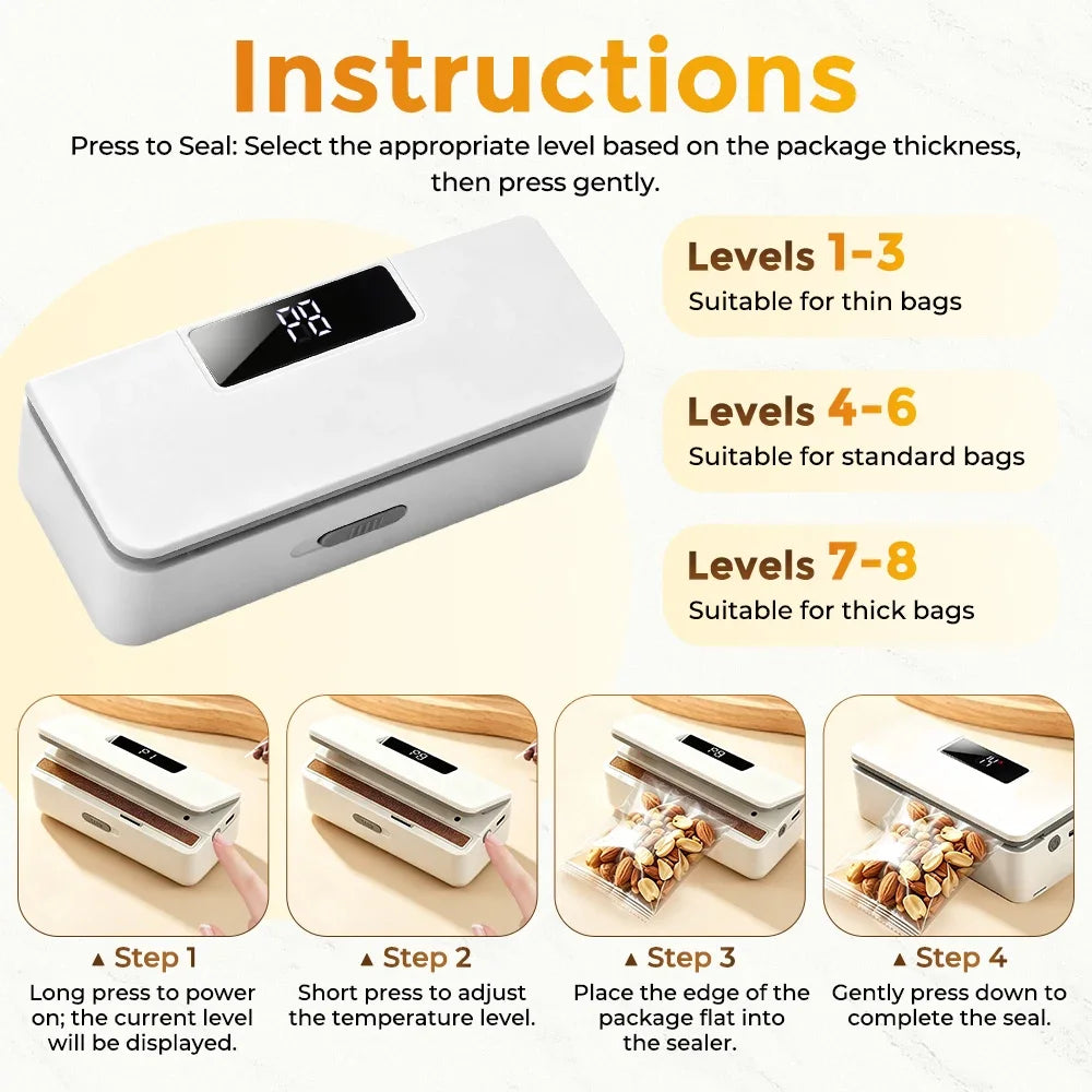 FLAREMORE Mini Rechargeable Handheld Heat Sealer – 8-Speed