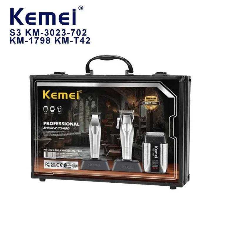 Kemei 3-in-1 Cordless Hair Clipper Trimmer & Foil Shaver Set