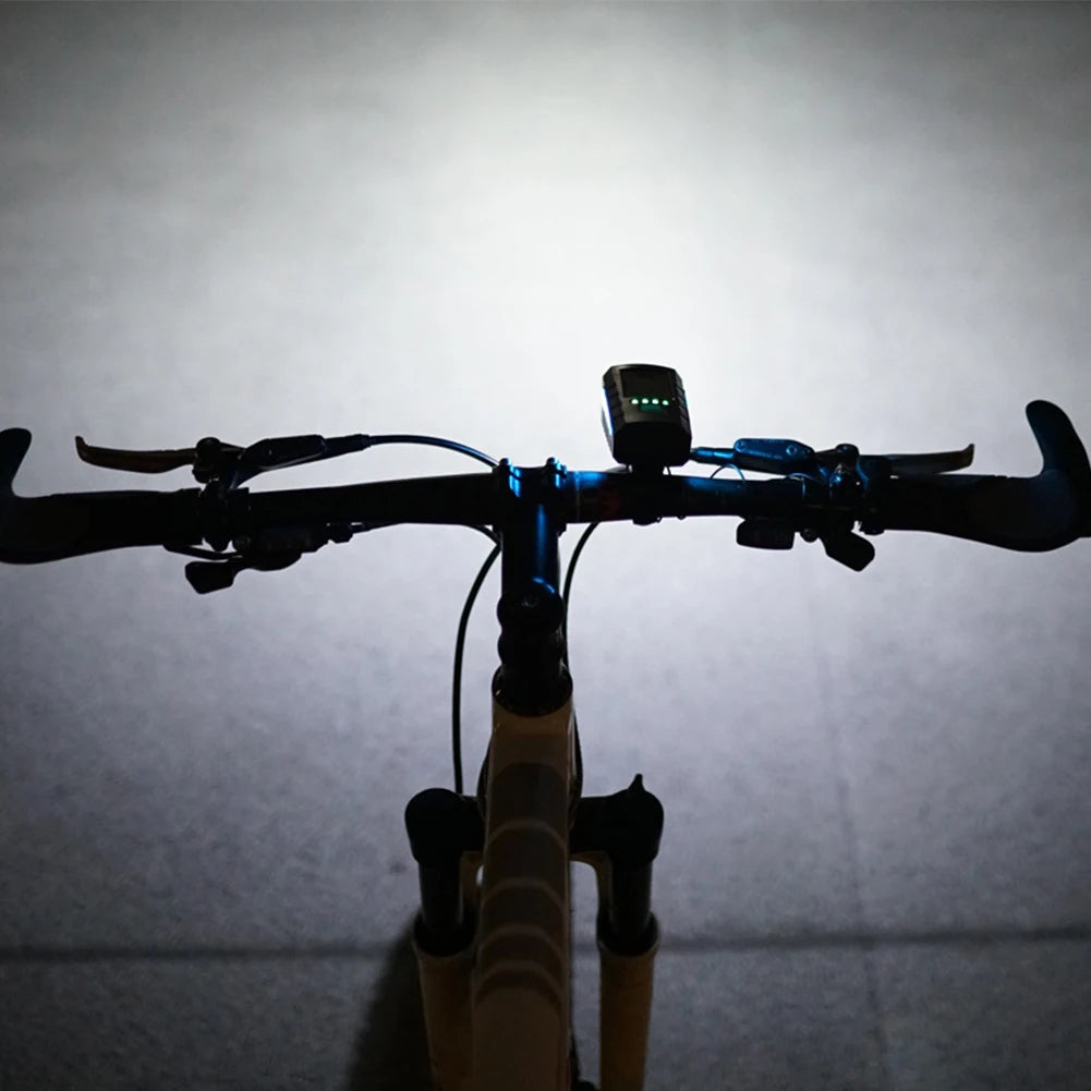 Solar USB Rechargeable Bike Light with 130dB Horn & Display