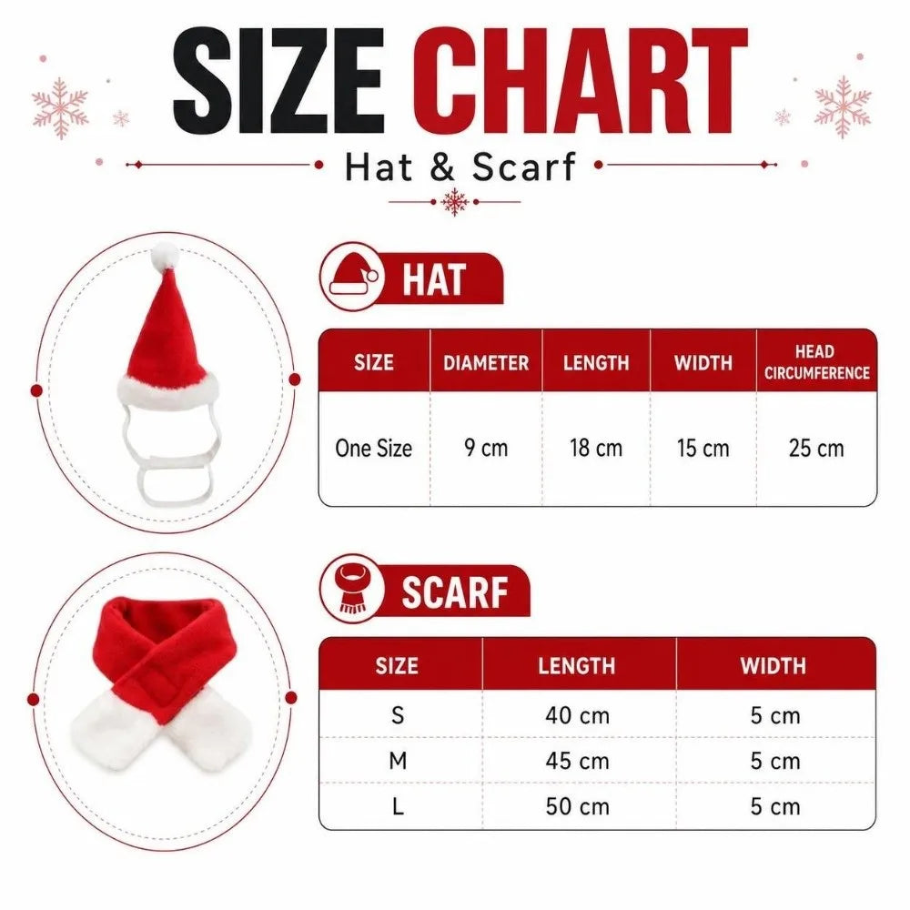 Christmas Dog & Cat Scarf Hat Set – 2 Pcs for Small Pets