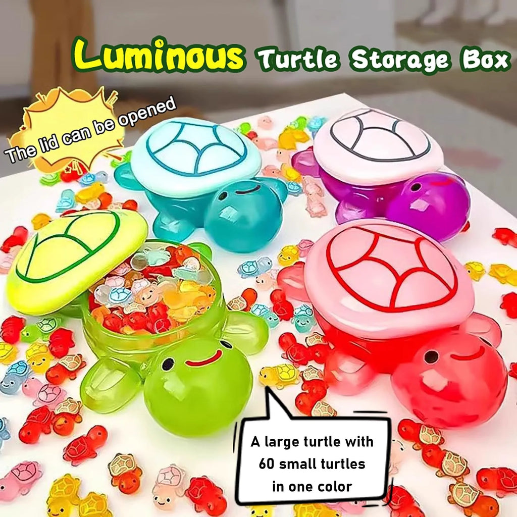 Glow-in-the-Dark Turtle Figurines – 1 Large + 60 Mini Resin Set