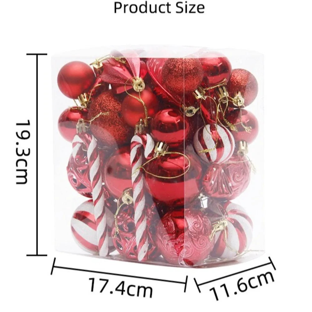 40PCS Shatterproof Christmas Ball Ornaments – Candy Cane Design