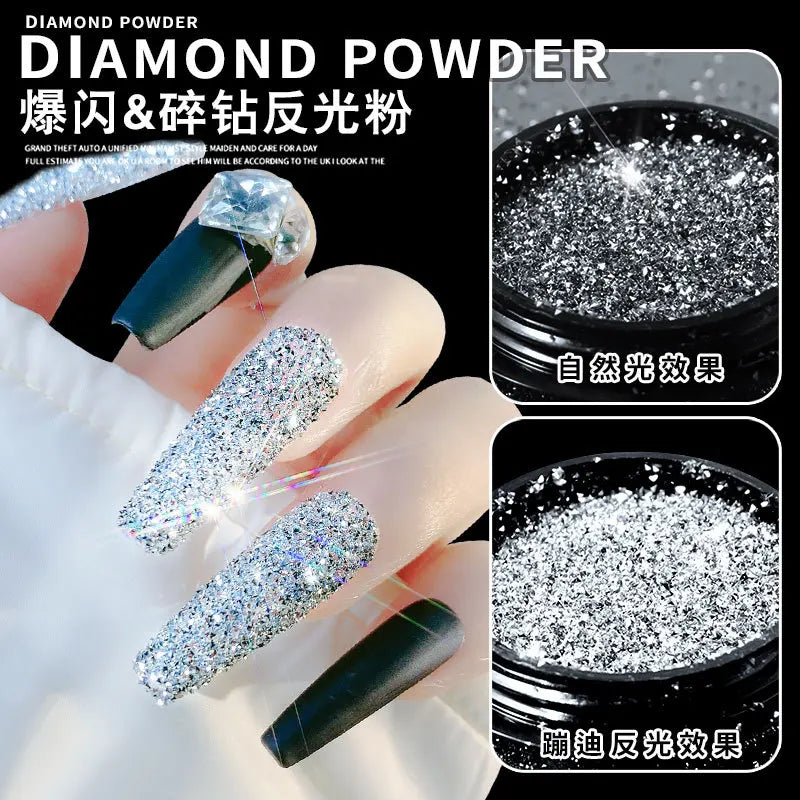 Crystal Broken Diamond Nail Glitter Powder – High Gloss Sparkle