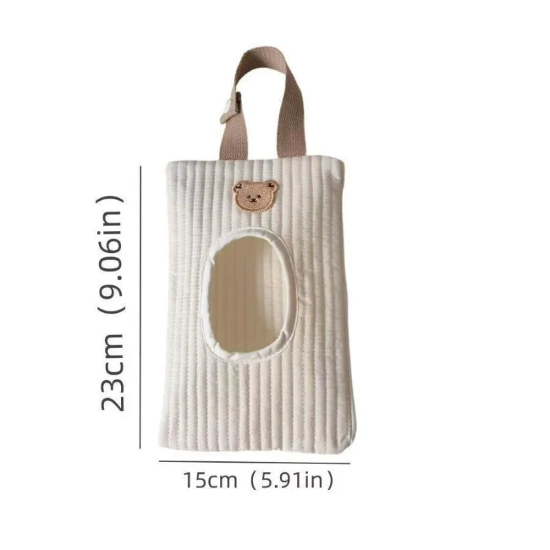 Cute Bear Car Hanging Tissue Box & Storage Bag | Flannel