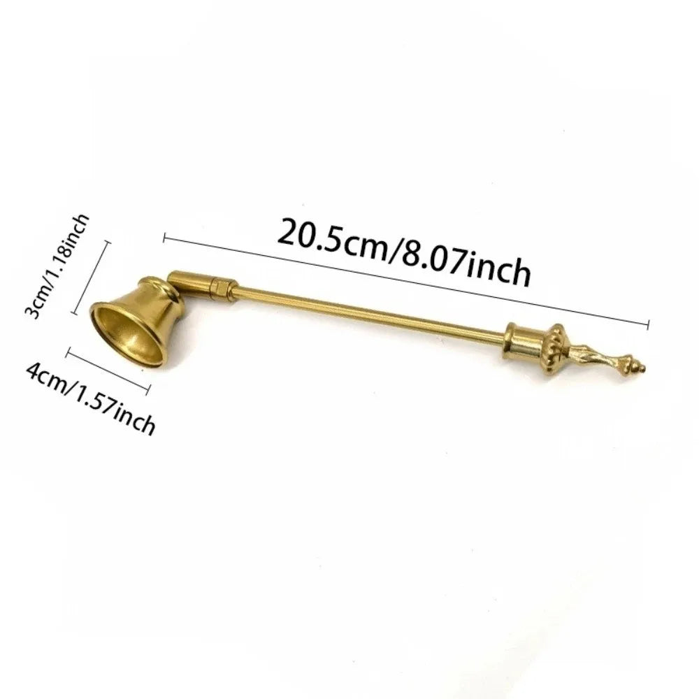 Bell-Shaped Gold Metal Candle Snuffer – Long Handle Elegant
