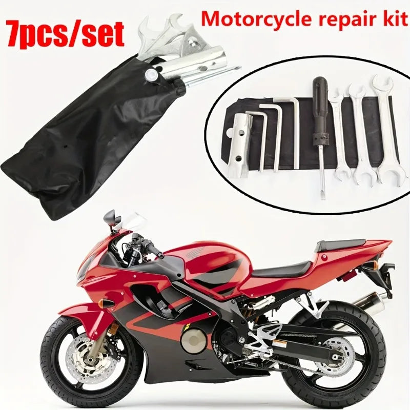 7-Piece Motorcycle Repair Tool Kit with Storage Bag | VIBE