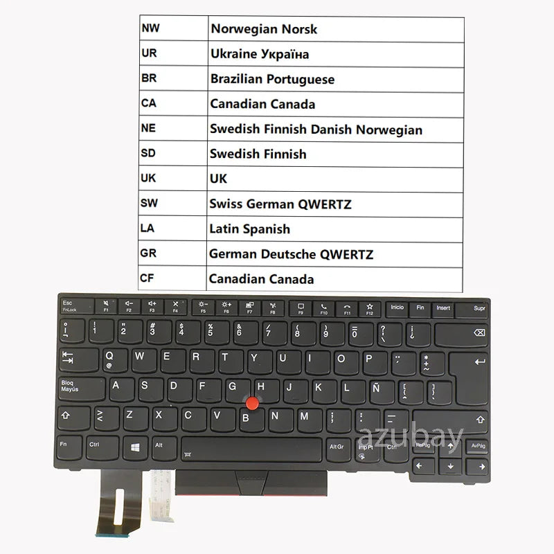 AZUBAY Backlit Keyboard for Lenovo ThinkPad T490 T480s L390