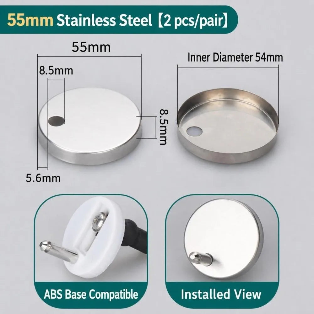 Toilet Bolt Caps PVC & Stainless Steel 55/60/65mm | 1 Pair