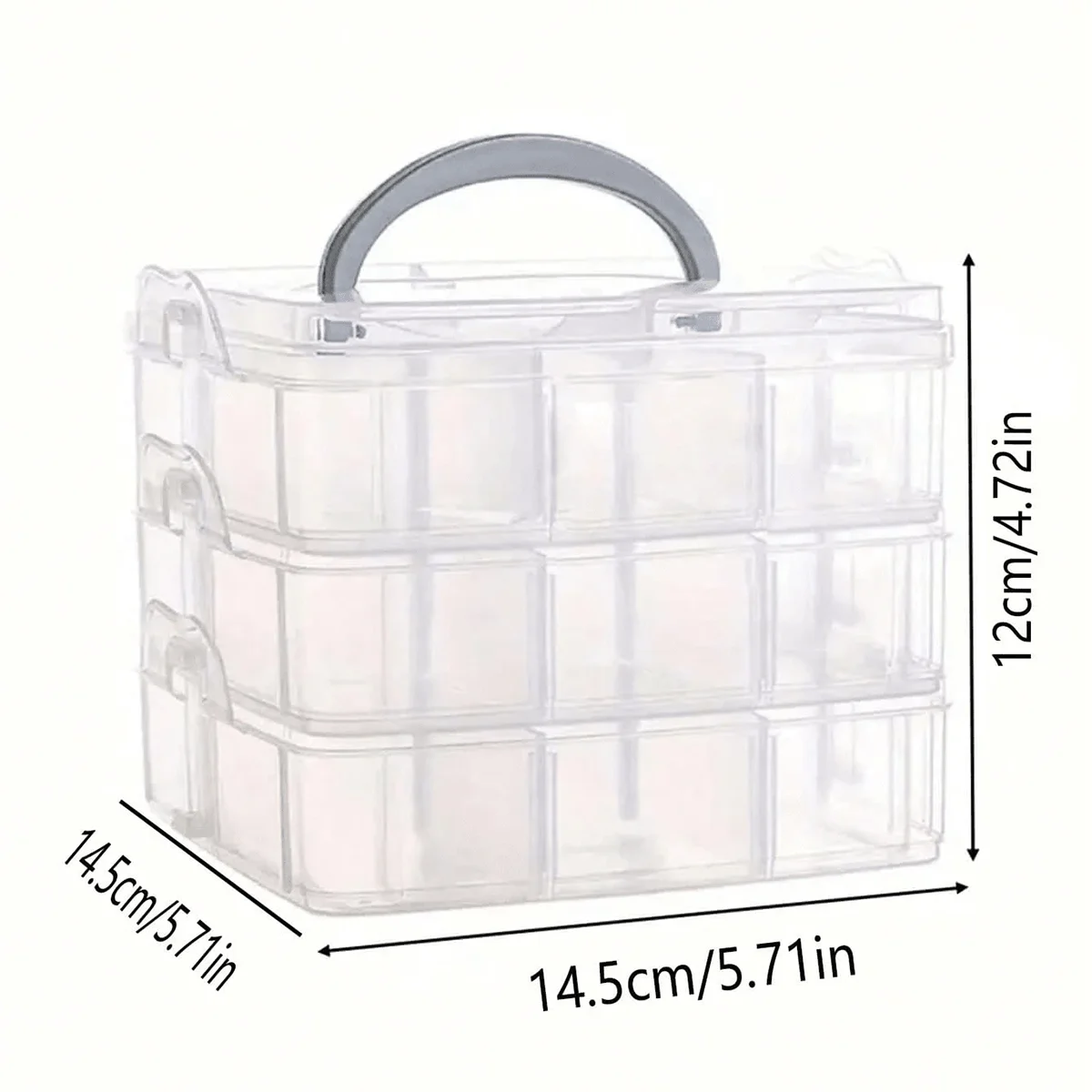3-Layer 18-Grid Portable Stackable Storage Organizer Box