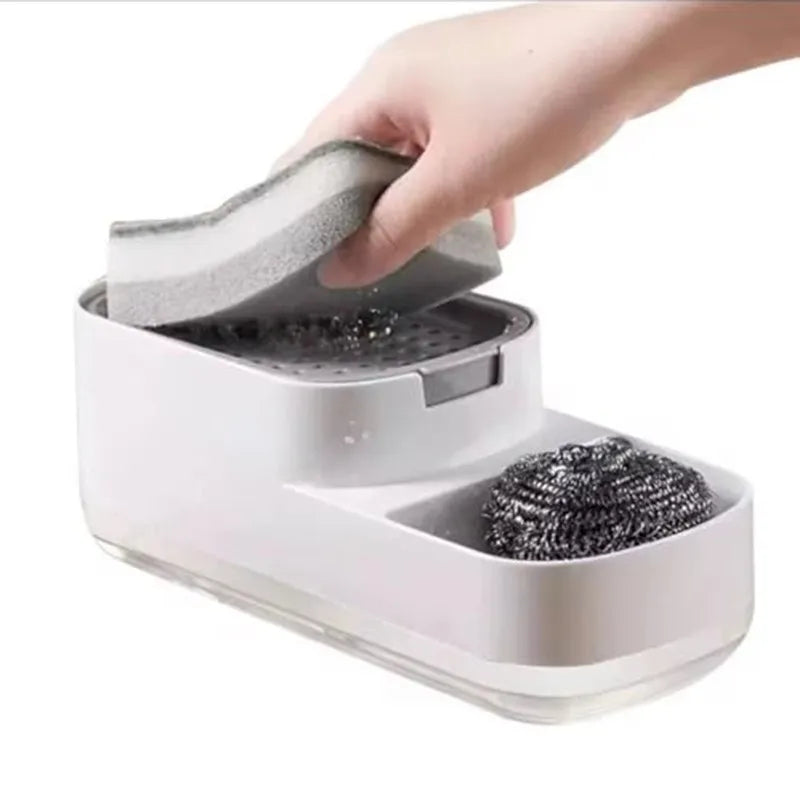 Soap Dispenser with Sponge Holder & Storage Box | Kitchen Bath