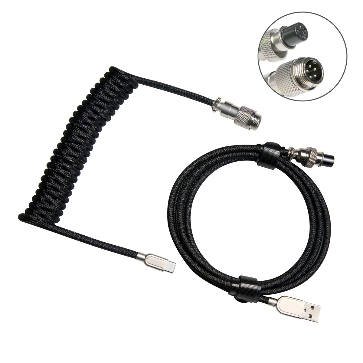 Type-C Coiled Keyboard Cable with Aviator Connector – Spring USB