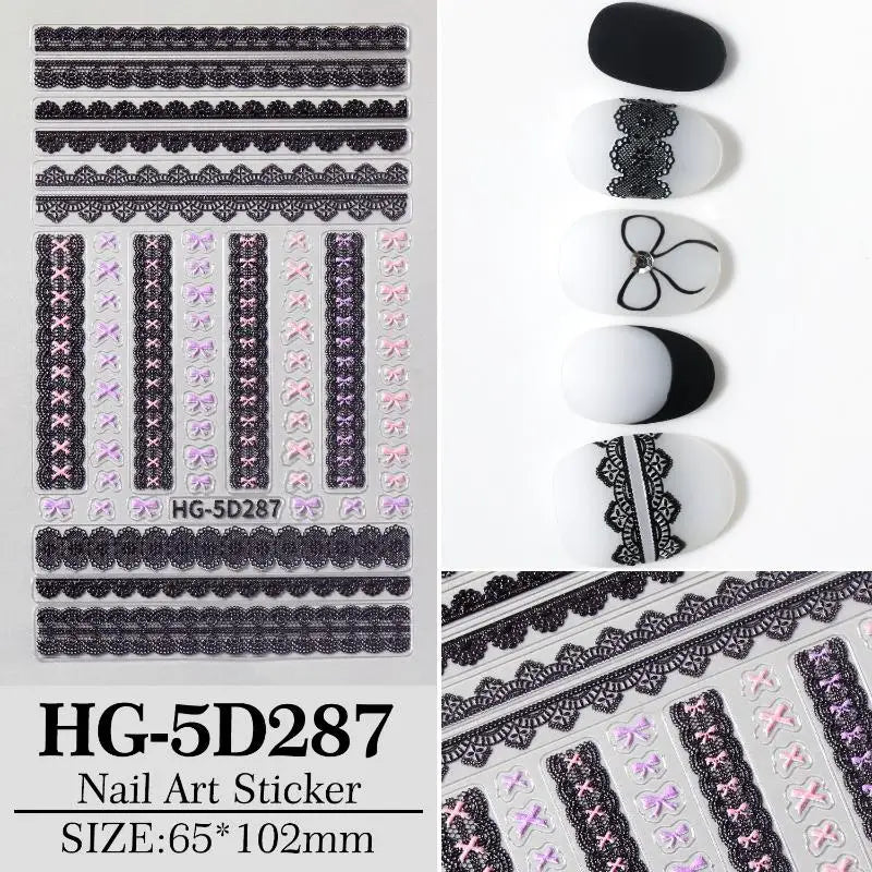 Bow Lace Self-Adhesive Nail Art Stickers – Sweet Heart Decals