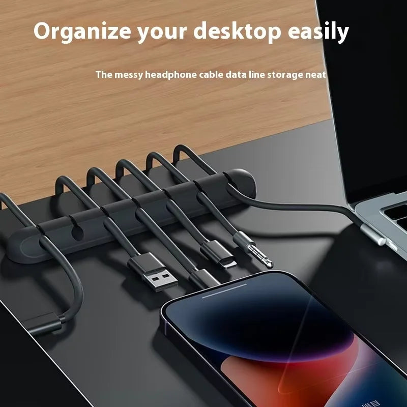 Silicone Desktop Cable Organizer Clips – 3-Pack Self-Adhesive