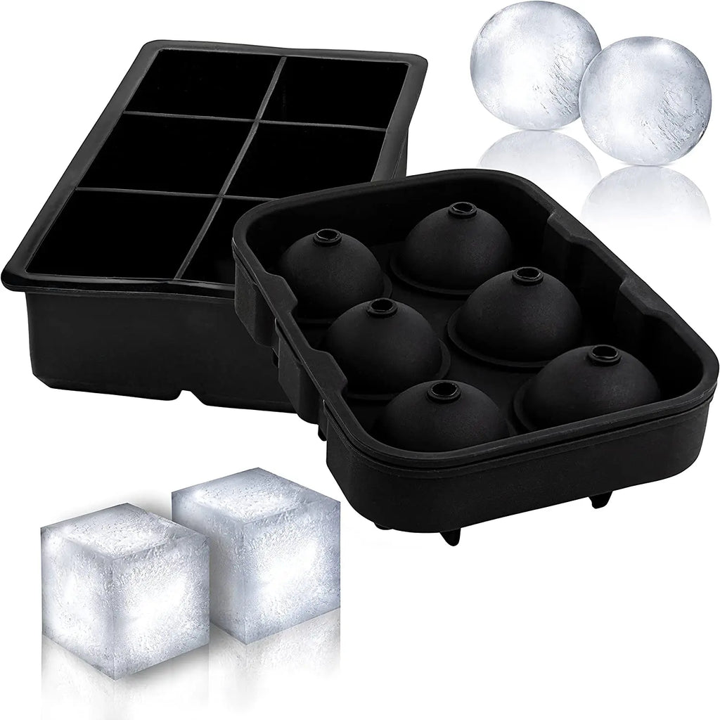 BPA Free Silicone Ice Ball & Cube Molds Set with Funnel
