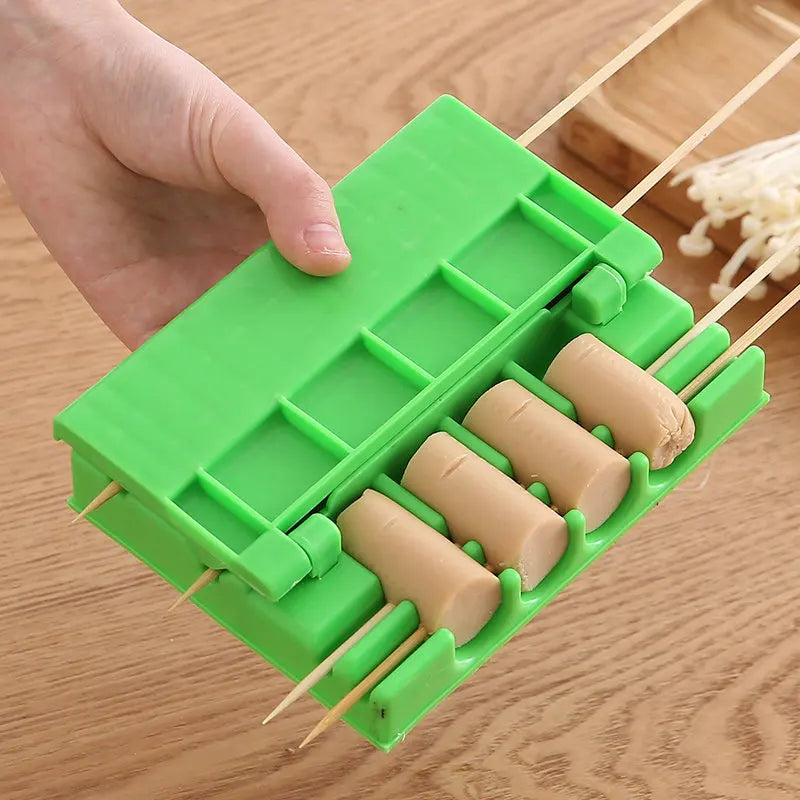 Manual BBQ Kebab Skewer Tool – Quick Meat & Veggie Stringer