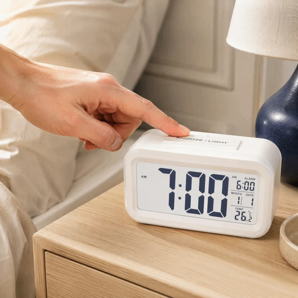 Battery LED Alarm Clock Auto-Dim Large Display & Snooze