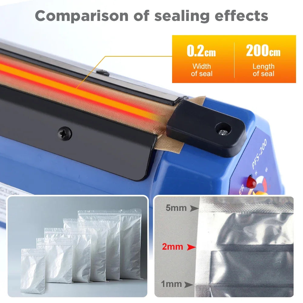 FLAREMORE 200mm Impulse Heat Sealer – 8 Levels, 220V EU
