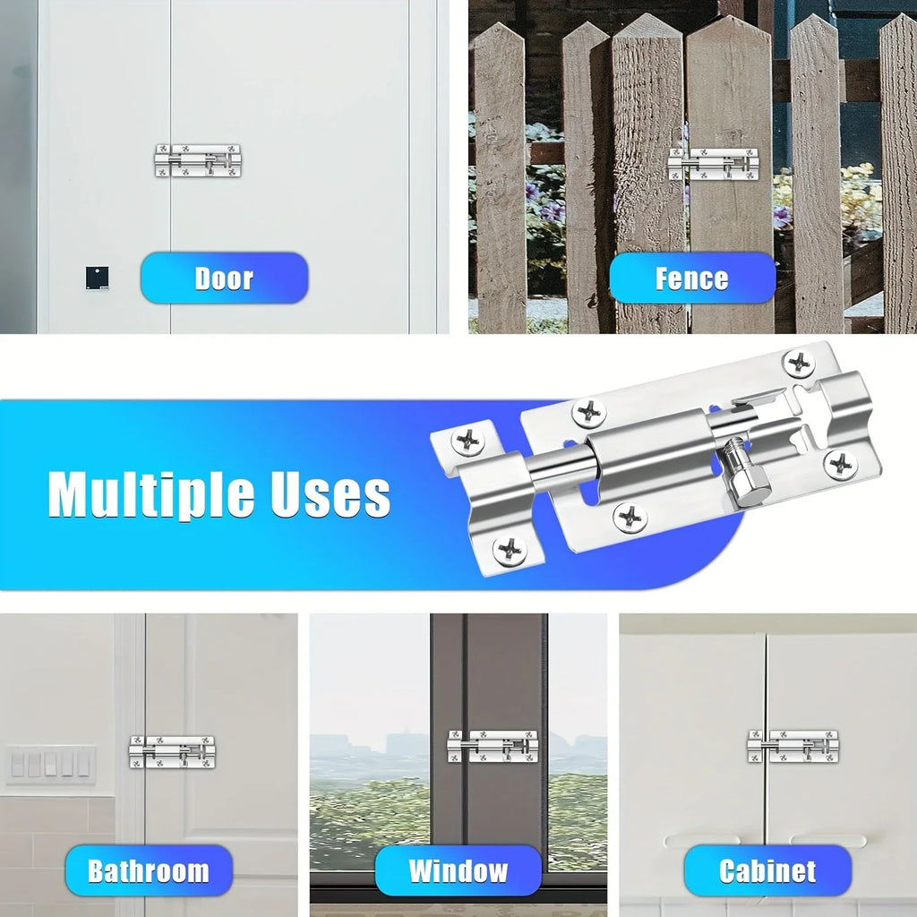 Stainless Steel Barrel Bolt Door Slide Lock – 7.62cm Brushed