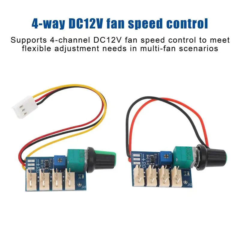 4-Channel DC 12V PWM Fan Speed Controller Module with Knob