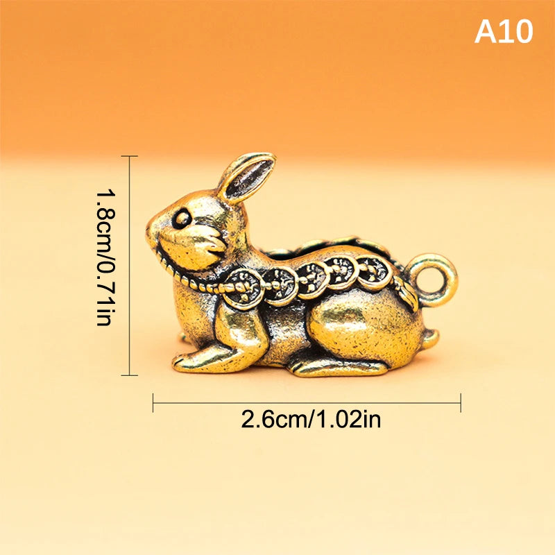Vintage Brass Rabbit Statue – Feng Shui Figurine & Easter Décor