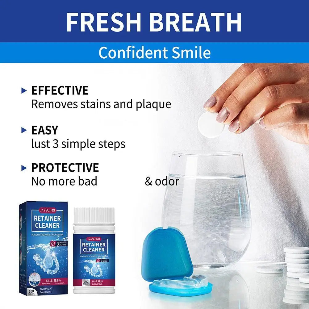 100-Pc Denture Cleaning Tablets – Stain & Plaque Remover